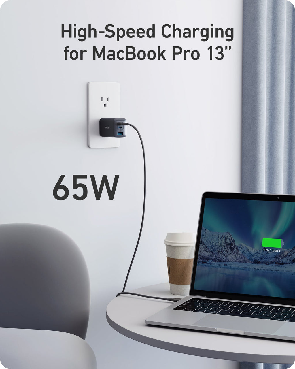 Anker 735 USB Wall Charger, 65W GaN II, 3-Port